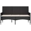 vidaXL Garden Bench Black Poly Rattan 3-seater Durable Garden Bench
