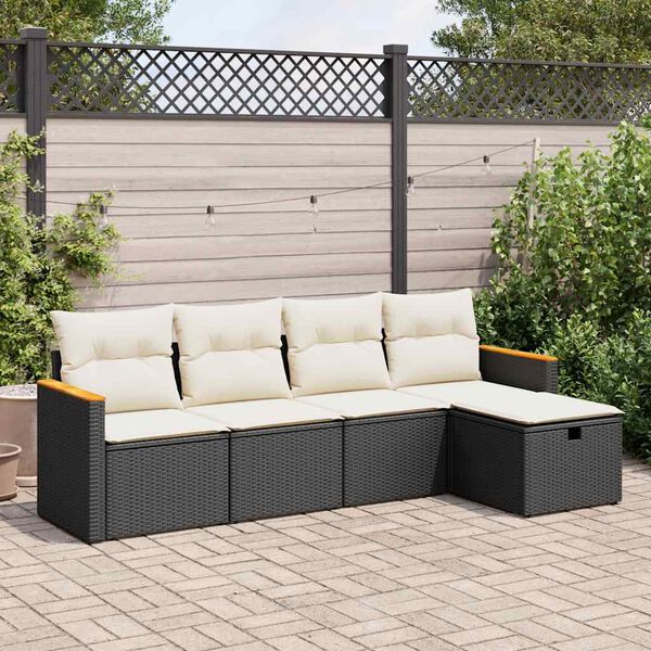 vidaXL Garden Sofa Set Black, Cream White