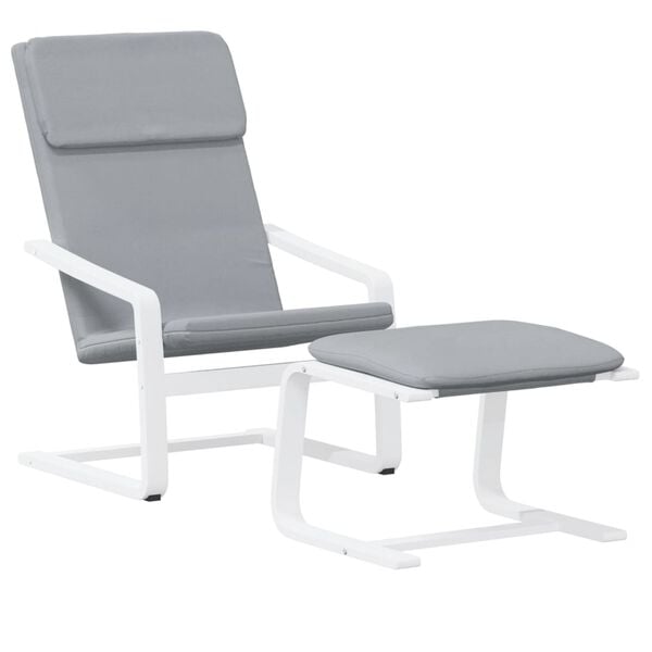 vidaXL Relaxing Chair With Footstool Light Gray and White