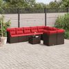 vidaXL 10 Piece Patio Sofa Set with Cushions Brown Poly Rattan