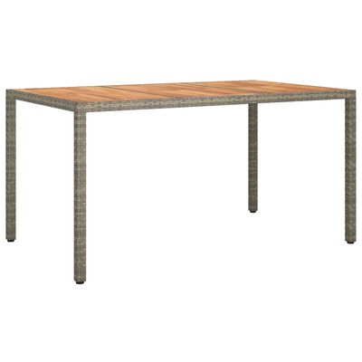 vidaXL Patio Table 59.1"x35.4"x29.5" Poly Rattan and Acacia Wood Gray