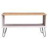 vidaXL Coffee Table White and Natural Solid pine wood, Metal Medium