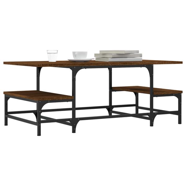 vidaXL Coffee Table Brown oak Engineered wood, metal Medium Coffee Table