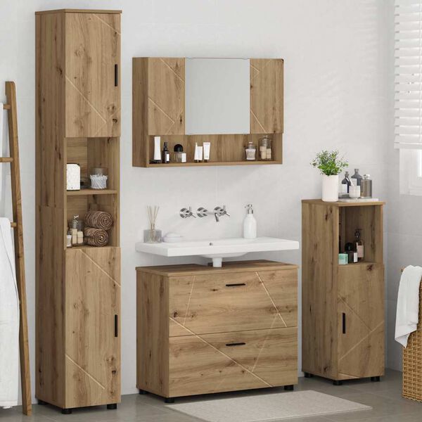 vidaXL Bathroom Furniture Set 4 pcs artisan oak Engineered wood
