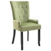 vidaXL Dining Chair Light Green Polyester Velvet, Solid Oak Wood