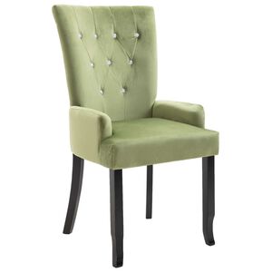 vidaXL Dining Chair Light Green Polyester Velvet, Solid Oak Wood