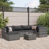 vidaXL Patio Lounge Set Gray PE rattan, powder-coated steel, tempered glass