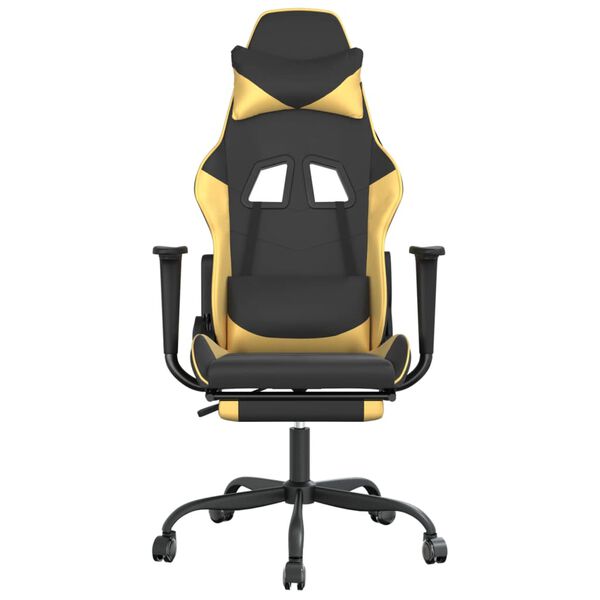 vidaXL Gaming Chair Black and Gold Faux Leather, Metal, Plywood Adjustable