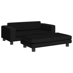vidaXL Kids Sofa Black Velvet (100% polyester), solid pine wood Mini