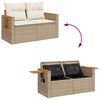 vidaXL 7 Piece Patio Sofa Set with Cushions Beige Poly Rattan Acacia