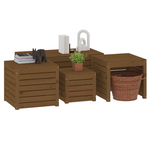 vidaXL Garden Box Set Honey brown Solid pine wood 4 Piece Set