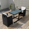 vidaXL Garden Table And Chair Black PE rattan, Steel, Glass, Polyester