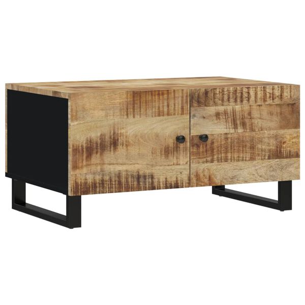 vidaXL Coffee Table Natural wood and black Solid mango wood, engineered wood