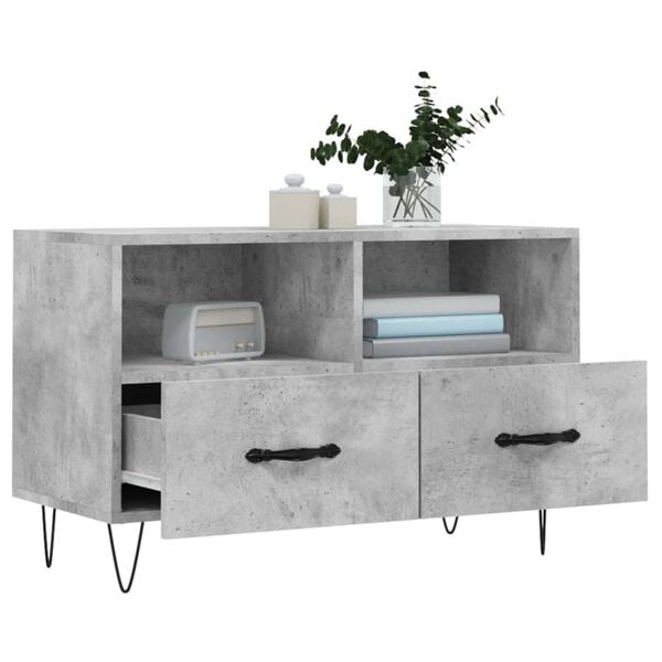 vidaXL TV Cabinet Concrete Gray Engineered Wood 31.5 x 14.2 x 19.7 in
