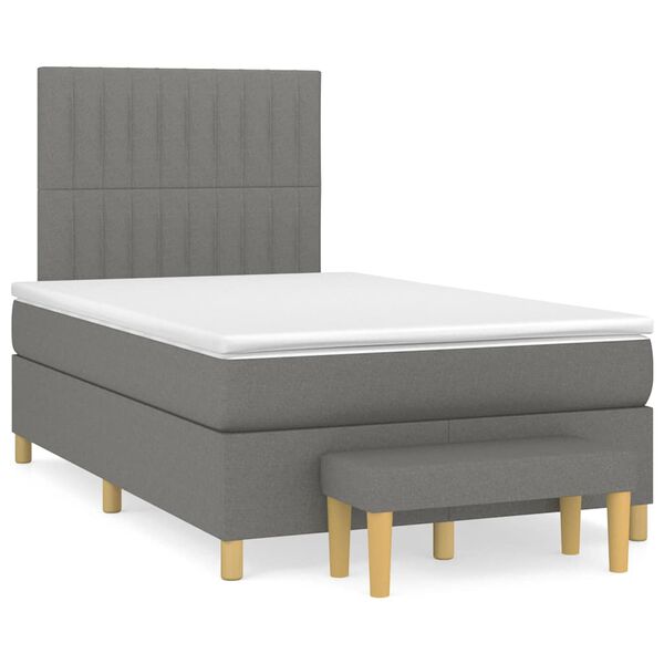 vidaXL Box Spring Bed Dark grey, White