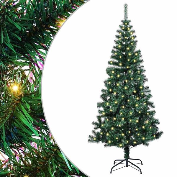 vidaXL Artificial Pre-lit Christmas Tree Green 59.1" PVC and Metal