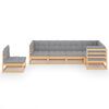 vidaXL Garden Lounge Set Natural wood, Grey Solid pinewood, 100% polyester