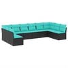 vidaXL Garden Sofa Set Black PE Rattan Large Adjustable Feet