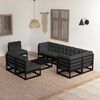 vidaXL Garden Lounge Set Black, Anthracite Solid pine wood, 100% polyester