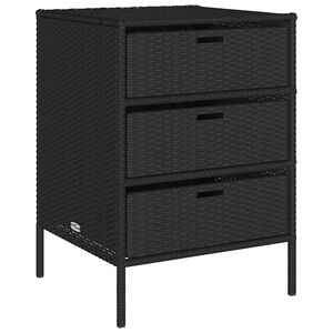 vidaXL Garden Storage Cabinet Black PE Rattan 21.7x23.2x31.5 in