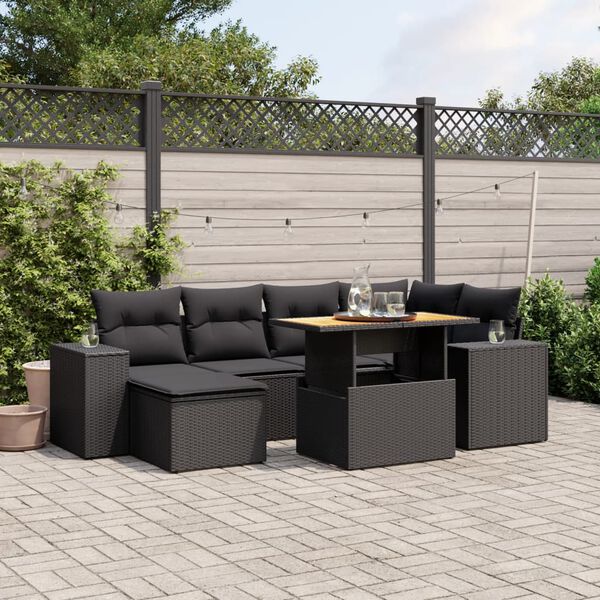 vidaXL Garden Sofa Set Black
