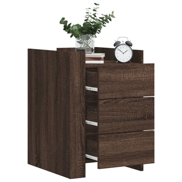 vidaXL Bedside Cabinet Brown oak Engineered wood Compact Bedside Cabinet