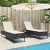 vidaXL Sun Lounger Black, Cream White Poly Rattan, Powder-Coated Steel