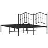 vidaXL Bed Frame Black Powder-Coated Steel Large Bed Frame Rectangular