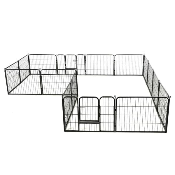 vidaXL Dog Playpen Black Powder-coated steel