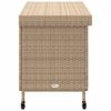 vidaXL Patio Storage Box with Wheels Mixed Beige 43.3x21.7x28.7" Poly Rattan