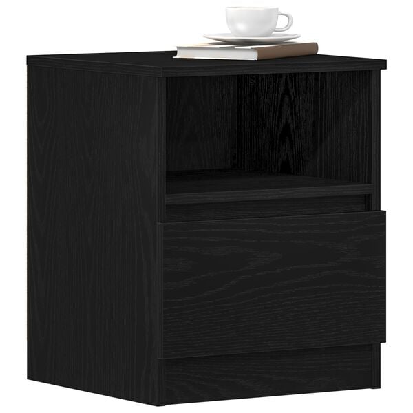 vidaXL Bedside Cabinet Black oak 15.7" x 15.7" x 19.7" Engineered wood