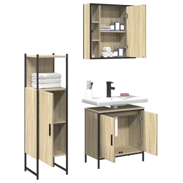 vidaXL Bathroom Cabinet Set Sonoma oak
