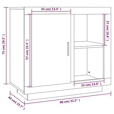 vidaXL Sideboard Gray Sonoma 31.5"x15.7"x29.5"