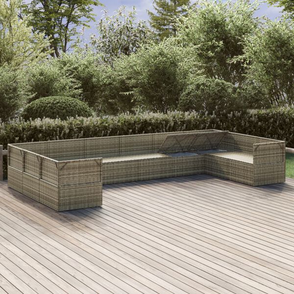 vidaXL Garden Lounge Set Grey PE Rattan, Powder-Coated Steel, Polyester, PVC