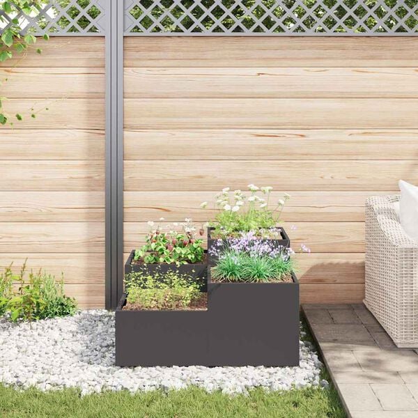 vidaXL Garden Planter Black 100 x 100 x 48 cm Steel