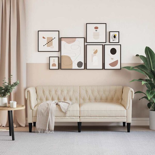 vidaXL Chesterfield Sofa Linen