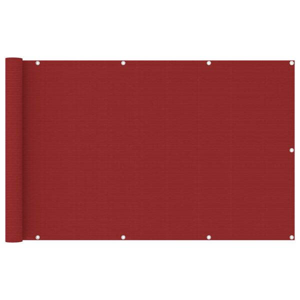 vidaXL Balcony Screen Red 47.2x236.2" HDPE