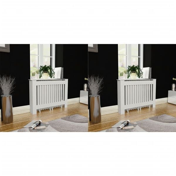 vidaXL Radiator Covers 2 pcs White MDF 44.1"