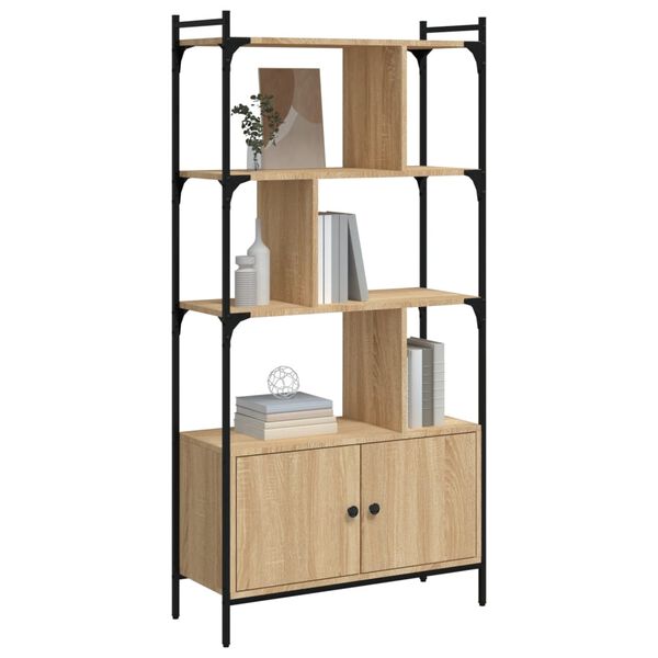 vidaXL Bookcase Sonoma Oak Engineered wood, Steel Medium Bookcase