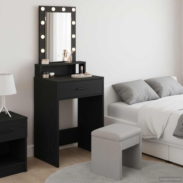vidaXL Dressing Table Black 19.69 x 16.14 x 55.12 in Engineered Wood
