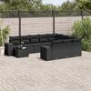 vidaXL Garden Sofa Set Black PE rattan, powder-coated steel, tempered glass