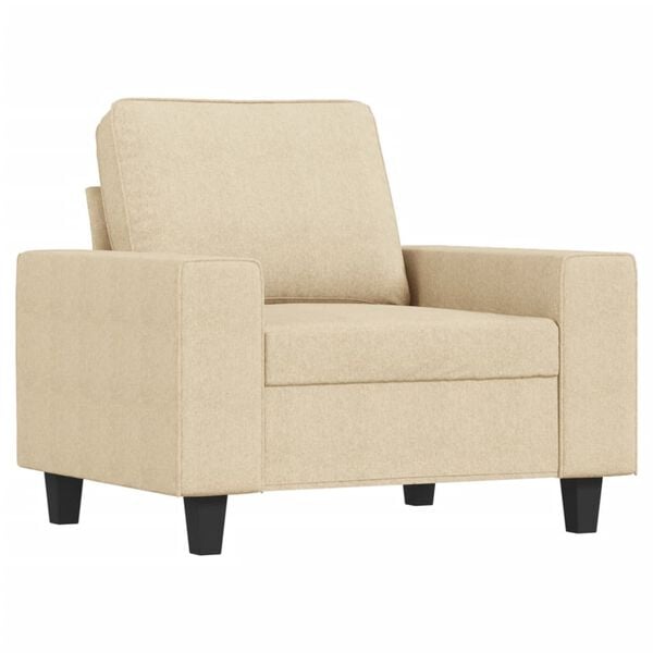 vidaXL Sofa Set Cream Polyester, Metal, Plywood, Textilene 3-seater