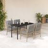 vidaXL 5 Piece Patio Dining Set with Cushions Mix Beige Poly Rattan