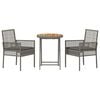 vidaXL Garden Bistro Set 3 pcs Grey Poly Rattan