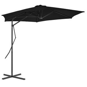 vidaXL Garden Parasol Black Polyester, Powder-Coated Steel Large