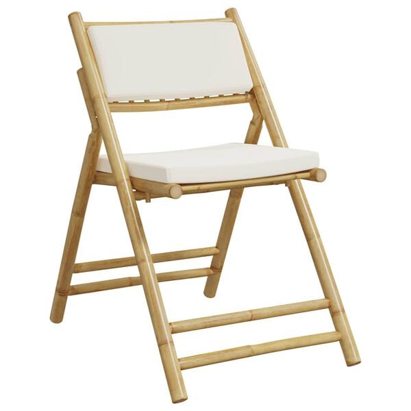 vidaXL Bistro Chair Set of 2 Cream white Bamboo Standard Foldable