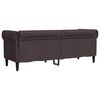 vidaXL Chesterfield Sofa Dark brown Polyester, plywood, solid wood
