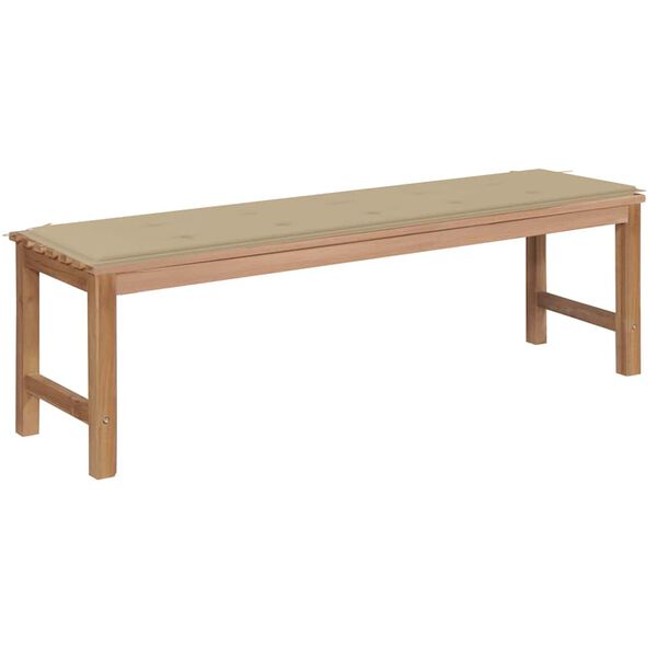 vidaXL Patio Bench with Beige Cushion 59.1" Solid Teak Wood
