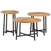 vidaXL Nesting Coffee Table Natural wood and black Solid mango wood and iron