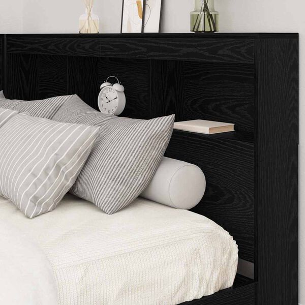 vidaXL Storage Headboard with Shelf Black Oak 62.99 in Engineered Wood